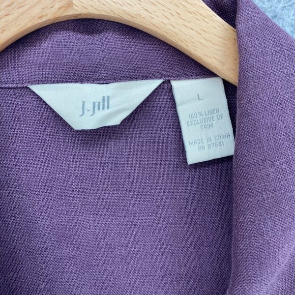 J Jill Jacket Womens Large Mauve Linen 3/4 Sleeve Button Up Collared Career Work - Picture 6 of 11